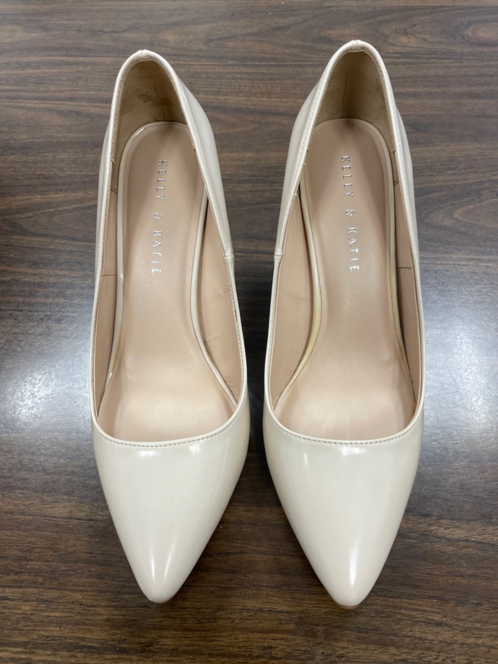 Kelly & Katie Patent Pointed-Toe Pumps in Cream